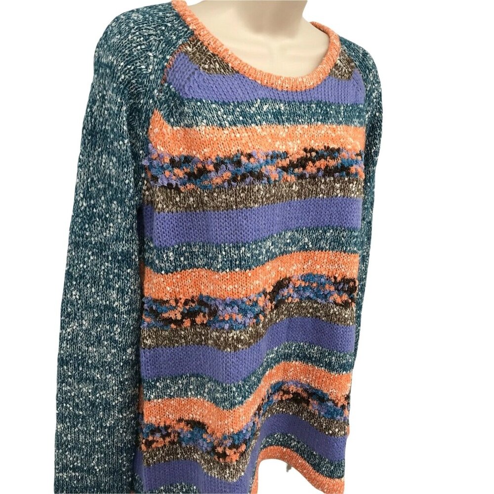 Sahalie Womens Long Sleeve Round Neck Blue Pullover Knitted Sweater Size L - Picture 3 of 7